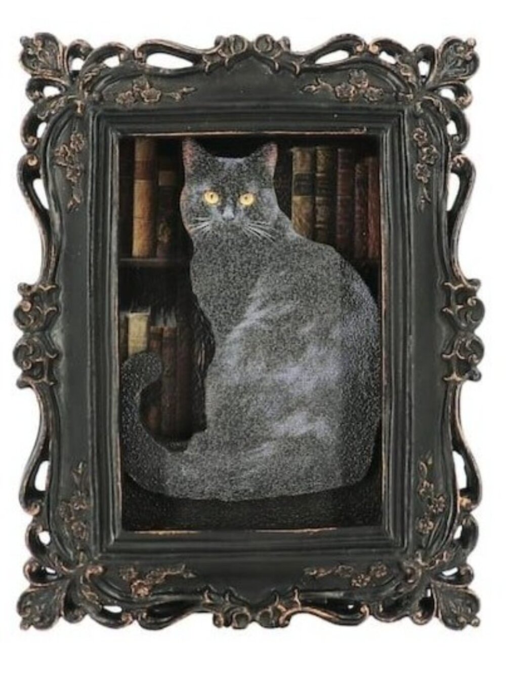 NWT Enchanting Black Cat Halloween Ornate Frame Witchy Dark Decor Ashland Goth